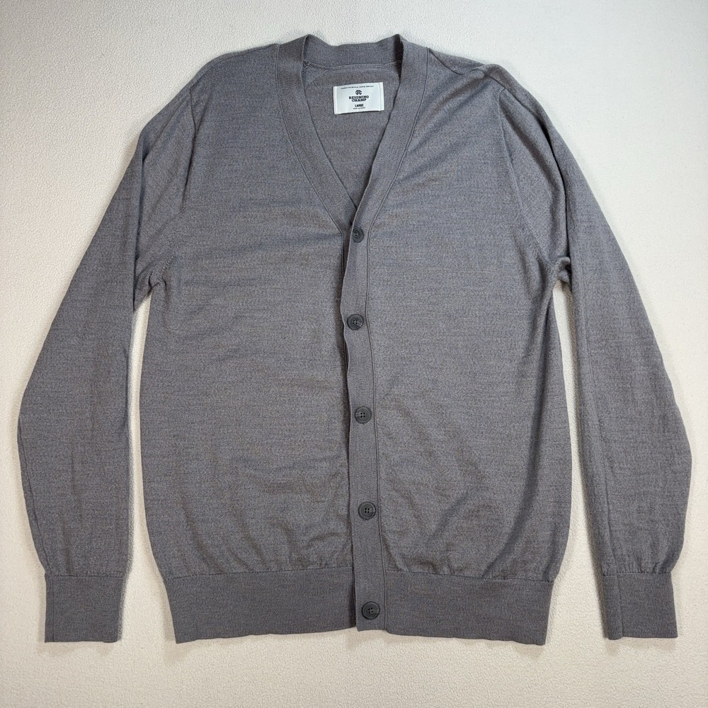 Reigning Champ Merino Wool Harry Cardigan Men's L Gray Lightweight RC-6039